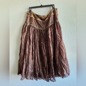 Chic Brown A-Line Skirt with Gold Details